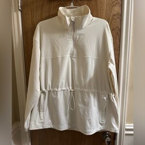 Outdoor Voices Long Sleeve Cinched Drawstring Waist Pocket Jacket White L Active